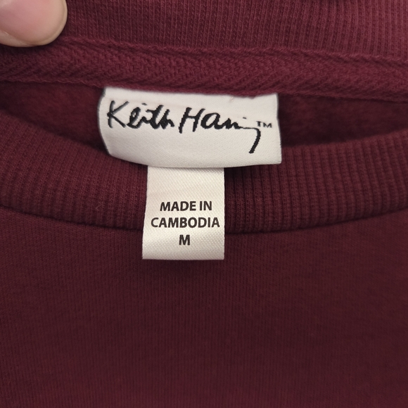Keith Haring Sweatshirt Iconic Barking Dog Print Women's Medium Red And White - Picture 5 of 7